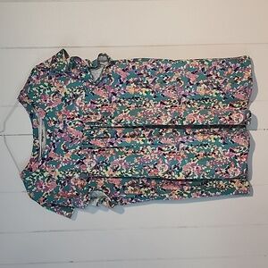 Haptics Floral Print Frilled Short Sleeve Yoke Top Sz Large